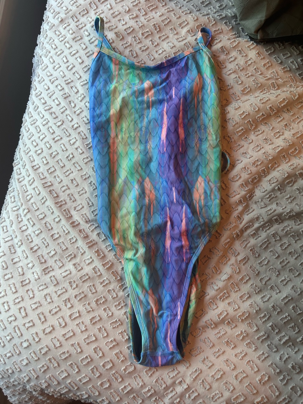 Jolyn Clothing Iridescent Aqua Purple Coral One-Piece Swimsuit